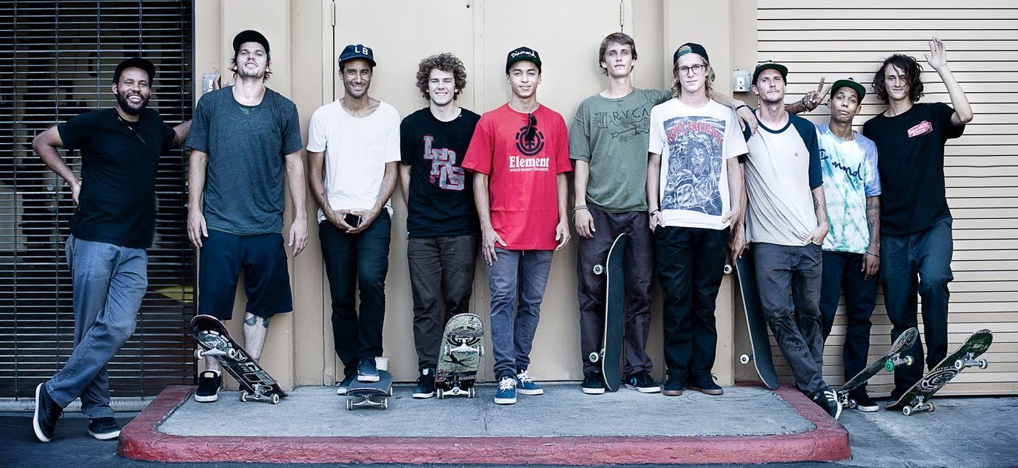Das Team von Element Skateboards mit unter anderem Ray Barbee, Mark Appleyard, Nyjah Huston, Evan Smith, Chad Tim Tim und Nick Garcia